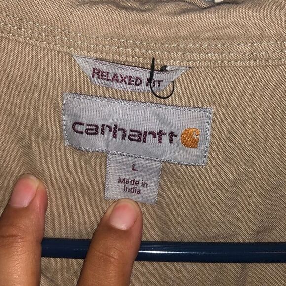 359. Carhartt Chambray relaxed fit long sleeve button down jacket size Large - Picture 5 of 9